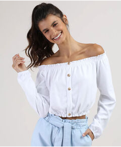 imagem de blusa juvenil cropped ombro a ombro
